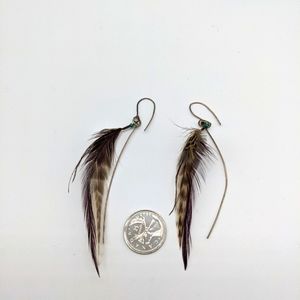 .925, Glass Bead and Feather Earrings